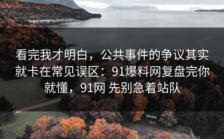 看完我才明白，公共事件的争议其实就卡在常见误区：91爆料网复盘完你就懂，91网 先别急着站队